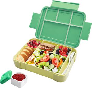 Lunchbox für Kinder mit Fächern, Lunchbox für Kinder mit 6 Fächern und einer separaten Soßenbox, Bento-Box für Kinder, BPA-frei, auslaufsicheres Design, perfekt für Kinder, Schule, Büro