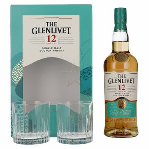 The Glenlivet 12 Years Old Single Malt Scotch Whisky mit 2 Gläsern 40,0% 40.0 %  0,70 lt.