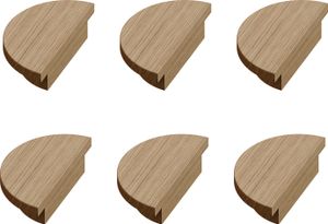 Sossai Holz Möbelgriffe aus Eiche | GAH02 | Lochabstand 20mm, Durchmesser 80mm, 6 Stück