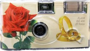 1x 1A PHOTO PORST Einwegkamera Sonderposten Hochzeit Rosen + Ringe