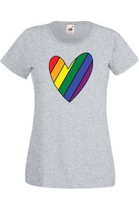 Rainbow Heart koszulka damska LGBTQ Pride Gift, Lady  S / Wrzosowy szary