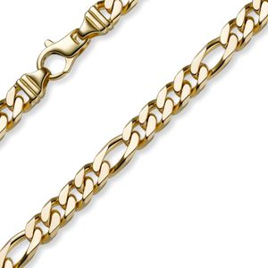 8mm Armband Armkette Figarokette diamantiert 585 Gold Gelbgold, 22cm