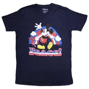 Mickey Mouse - tričko "Peace" pro muže/dámy unisex RO11401 (XL) (Námořnická modrá)