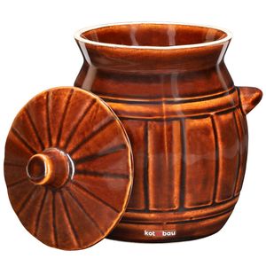 KOTARBAU® Keramik Gärtopf Gurkentopf mit Deckel Sauerkrauttopf Tontopf 2,7L