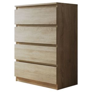 MIRJAN24 Kommode Malwa M4, Stilvoll Sideboard mit 4 Schubladen, Schlafzimmer Highboard, Modern Kollektion (Sonoma Eiche)