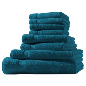 Müskaan -  XL-Set 8tlg Frotteetücher Elegance 100% Baumwolle 500 g/m² Gästetücher Handtücher Duschtücher Badetücher, Farbe:petrol