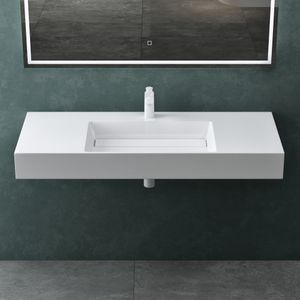 Mai & Mai Aufsatzwaschbecken Hängewaschbecken BxTxH：120x48x13cm in weiß aus Mineralguss ohne Überlauf Col12-M