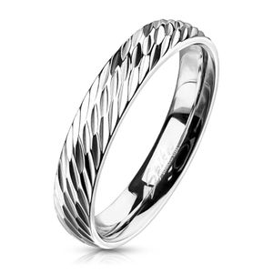 viva adorno Gr.57 (18,1 mm Ø) Band Ring Stainless Steel Silver Notches Diagonal Cuts Ladies Ring Gents Ring RS56ker