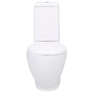 Maison Exclusive WC Keramik-Toilette Badezimmer Rund Senkrechter Abgang Weiß