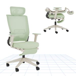 FLEXISPOT Foldex Ergonomischer Bürostuhl,klappbarer Bürostuhl für Kleine Räume mit Lendenwirbelstütze Höhenverstellbaren Armlehnen mit Fußstütze Green