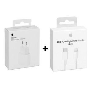 Apple 20W USB-C Power Adapter (Netzteil) Ladegerät + 2m USB-C to Lightning Ladekabel Charge Cable für iPhone 12 Pro