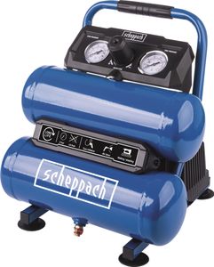 Scheppach Kompressor HC10-Twin | Max. Arbeitsdruck 8 bar | 7,5 L Kesselvolumen | 230 V Stromzugang | Ansaugleistung 50,4 L/min | 750 W Motorleistung