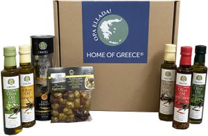 Präsentkorb Geschenkkorb Griechenland aus Kreta Olivenöl Grüne Cocktail-Oliven 7tlg