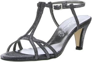Vista Damen Glitzer Sandaletten schwarz/silber, Größe:39, Farbe:Schwarz