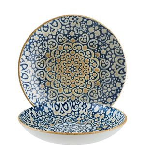 Bonna Premium Porcelain Alhambra Bloom Teller tief, 25cm, 1.3 Liter, Premium Porzellan, blau, 1 Stück