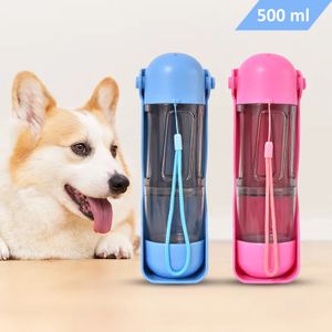 Hundetrinkflasche für unterwegs zum Gehen 4 in 1 Hunde Wasserflasche für Welpen Kleine Mittel Große Hunde 500ml Kapazität