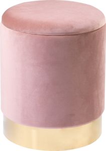 Hocker - Rosa - Goldgelb - Ø 36 cm - Samtbezug - mit abnehmbarem Deckel
