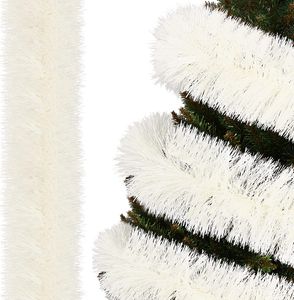 SPRINGOS Girlanda na vánoční stromek Umělá girlanda bílá 15 cm x 6 m Strom Boa Extra široká vánoční girlanda Vánoční dekorace