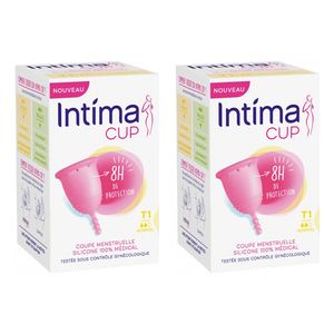 2x Intima Cup Menstruationstasse Größe Normal T1 regulärer Fluss 8 Sunden Schutz