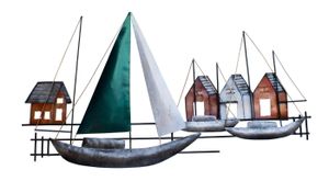 Wanddeko Schiff Metall Segelboot Haus Boot Maritim Deko Hänger Skulptur Figur