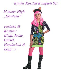 Monster High Howleen Wolf  Kostüm & Perücke Kinder # Gr. M / 122-128 (5-7 J.)