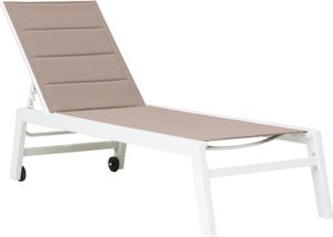 Sonnenliege BARBADOS aus taupefarbenem Textilene - Weißaluminium