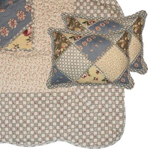 Clayre & Eef Tagesdecke 230x250 cm Grün Beige Polyester