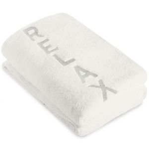 New-Well Saunatuch XXL 90x220 Uni weiß Baumwolle Frottee 480g/m² Stickerei Relax