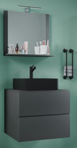 VCM 3-dielna umývadlová skrinka Kúpeľňový nábytok sada Umývadlo Lendas BL šírka 60 cm M zásuvka antracit