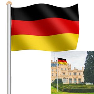 Jopassy Fahnenmast Alu Seilzug inkl Deutschlandfahne Mast Bodenhülse Flagge Fahnen Fahnenstange Flaggenmast 6,50m inkl