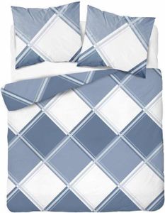 Bettwäsche, Flanellbettwäsche, dick und warm 200x220cm 4955b Blau kariertes Muster