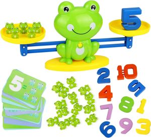 Mathematikwaage Montessori Spielzeug, Zähl- und Rechenlernfrosch Lernspielzeug Balancefähigkeiten mit Waage und Zahlenkarten für 2 3 4 Jahre alte Kinder Früherziehung