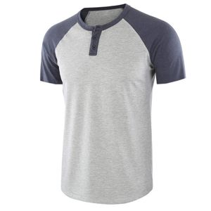 Herren Casual Pullover Einfarbig T-Shirt Knopf Kurzarm V-Ausschnitt Lose Oberteile,Farbe: 7#,Größe:XL