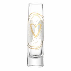 LEONARDO Solifleurvase EMOZIONE 16,6 cm Herz, Zylinderförmige Vase, Glas, Gold, Transparent, Tisch, 166 mm, 0,13 l