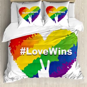 ABAKUHAUS Stolz Bettbezug, LGBT Colored Heart, Milbensicher Allergiker geeignet mit Kissenbezügen, 200 cm x 200 cm - 80 x 80 cm, Mehrfarbig