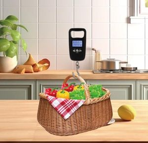 Digitální závěsná váha, rybářská váha podsvícený LCD displej, kuchyňská váha na zavazadla háček cestování, rybaření, kola, dětský dárek, rodinný život