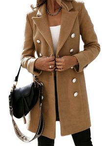 MORYDAL Damen Wollmäntel Langarm Outwear Winter warme Strickjacke lässige, einfarbige Farbmäntel, Farbe:Braun