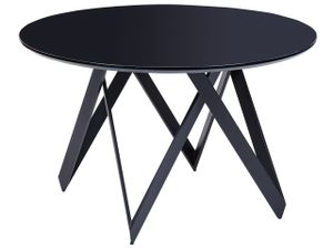 BELIANI Kulatý jídelní stůl černý MDF 120 cm lesklá deska kovové ocelové nohy pro 4 osoby kuchyňský nábytek
