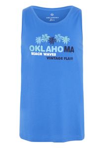 Oklahoma Jeans Tanktop mit Palmen Print 18-4048 Nebulas Blue 3XL
