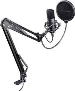 Trust Gaming GXT 252 Emita Plus Studio USB Mikrofon mit Arm und Popfilter, mit Nierencharakteristik für PC, PS4 und PS5, Streaming, Podcast, Voice-over - Schwarz