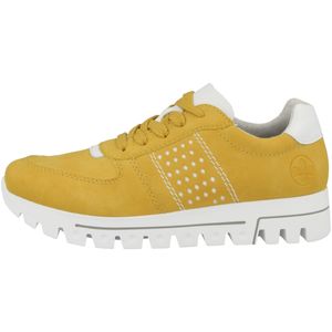 Rieker Damen Sneaker Schnürschuh Plateau Halbschuhe perforiert strahlend L2820, Größe:40 EU, Farbe:Gelb