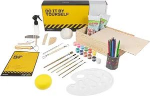 DIBYS Töpfer-Set für Kinder und Erwachsene mit weißem Ton Modellierwerkzeug und Holzpinsel