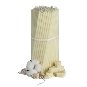 Weiße Bienenwachskerzen Nr. 60 – 150 Stück – 20,5 cm lang, Ø 6,7 mm, 80 Min Brenndauer – Handgefertigte Ritualkerzen aus 100 % Bienenwachs – Tropffrei