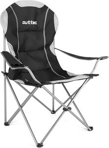 Outtec Campingstuhl - bis 130 kg - Getränkehalter & Tragetasche - Angelstuhl, Klappstuhl, Faltbar Stuhl, Gartenstuhl, Leicht Camping Stuhl, Strandstuh