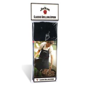 Jim Beam BBQ Grillschürze Kochschürze Küchenschürze - Baumwolle Schwarz - mit Taschen Unisex