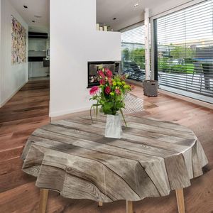 Wachstuch-Tischdecken Holzoptik Braun Rund 140cm