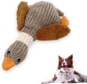 Quack-Quack Duck Dog Toy, Hundespielzeug Quietschend, Spielzeug Hund Unzerstörbar, Langlebiges Plüsch-Kauspielzeug für große Welpen und Kleine, braun