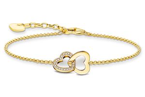 Thomas Sabo A2163-414-14-L19V Damenarmband mit verschlungenen Herzen Goldfarben