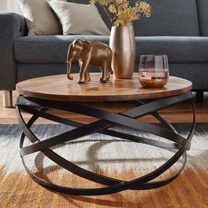 WOHNLING Couchtisch MANUR 60x30x60 cm Sheesham Massivholz / Metall Sofatisch | Design Wohnzimmertisch Rund | Stubentisch Industrial Braun | Designer Holztisch Kaffeetisch Massiv | Tisch Wohnzimmer WOHNLING Couchtisch MANUR 60x30x60 cm Sheesham Massivholz / Metall Sofatisch | Design Wohnzimmertisch Rund | Stubentisch Industrial Braun | Designer Holztisch Kaffeetisch Massiv | Tisch Wohnzimmer