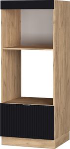 Vicco Mikrowellenschrank Fame-Line, 60 cm offen, Schwarz gestreift/Goldkraft Eiche